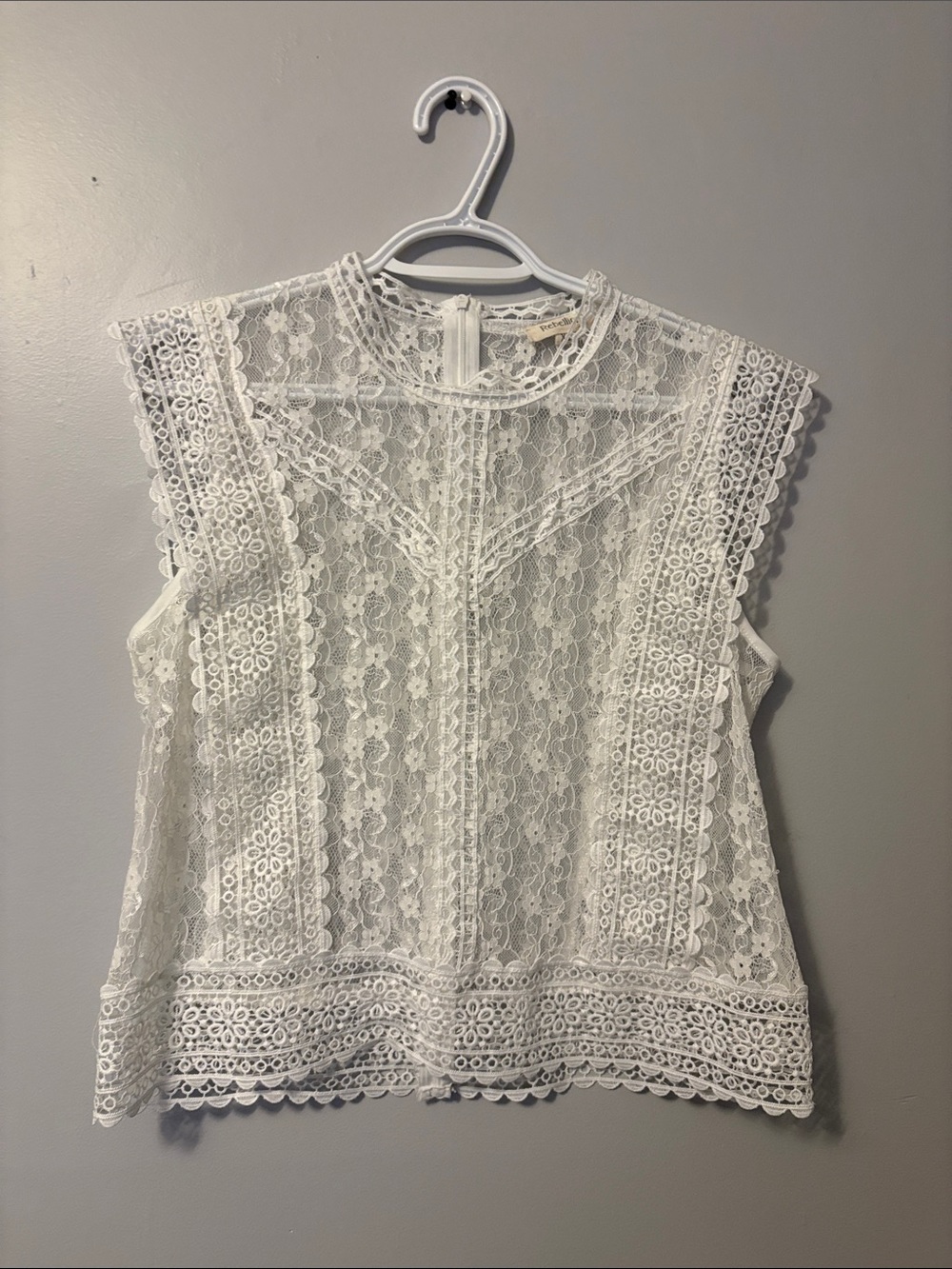 Rebellion white very detailed lace embroidered tank